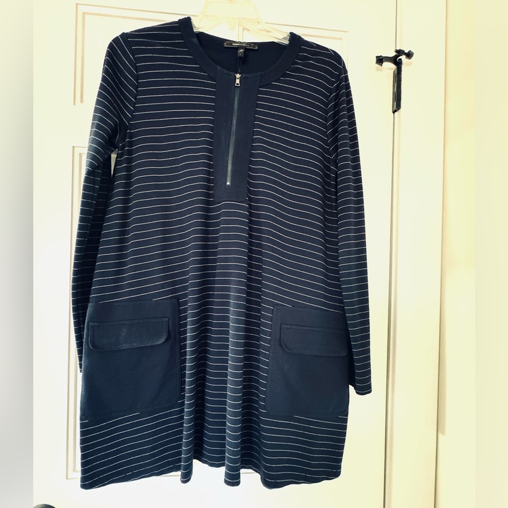 BCBG Navy with white stripe dress